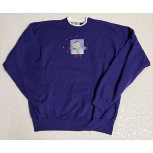 Vintage Top Stitch by Morning Sun Snowman JOY Sweatshirt Purple L